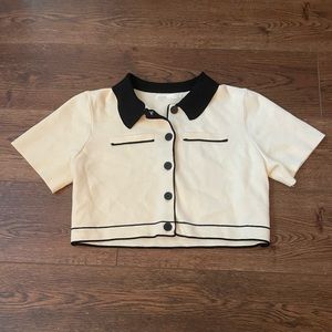 Oak and Fort Cropped Knit Blouse